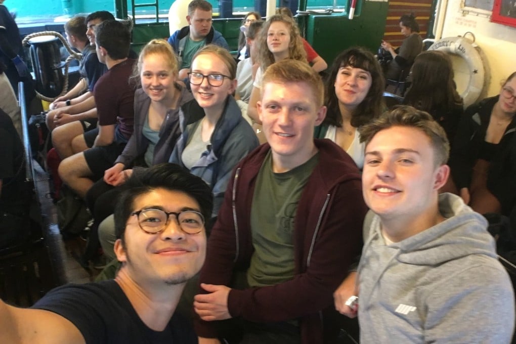 Hong Kong tour guide Victor Cheung (left, with glasses) of Hidden Gems Travel with a tour group in 2018. He has come up with new ideas like trips around the city’s most Instagrammable spots to survive the loss of business caused by Covid-19.