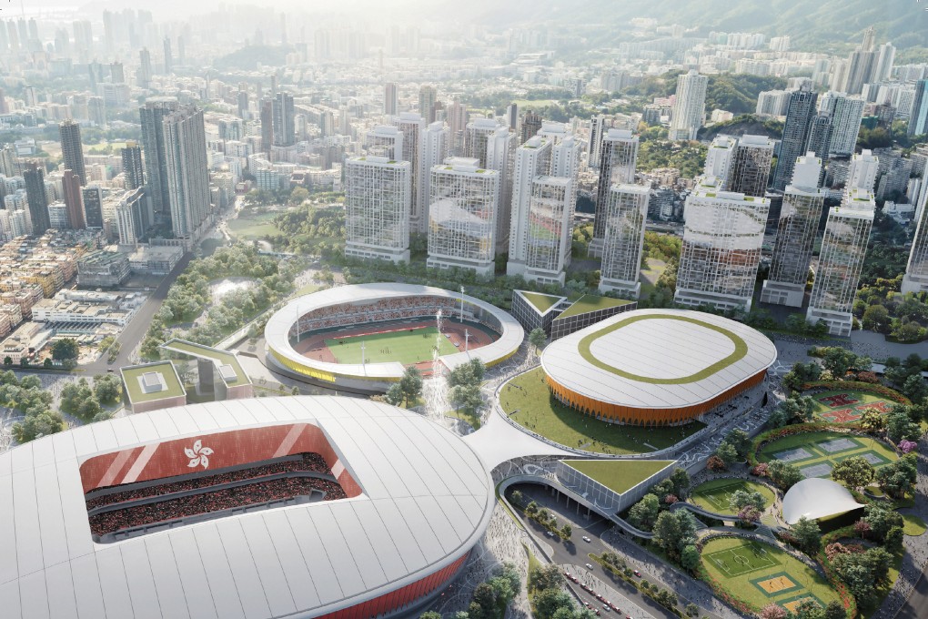 The design by Guangzhou R&F Properties for the new Kai Tak Sports Park in Hong Kong, featuring a retractable natural grass pitch. The pitch ultimately was won by New World Development. Photo: SCMP Pictures.