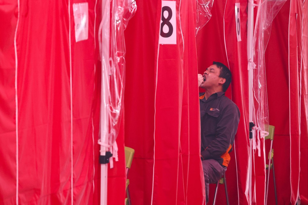 People are tested for Covid-19 at Tsuen Wan Park on Thursday, as a pair of local coronavirus clusters were found to have grown. Photo: K. Y. Cheng