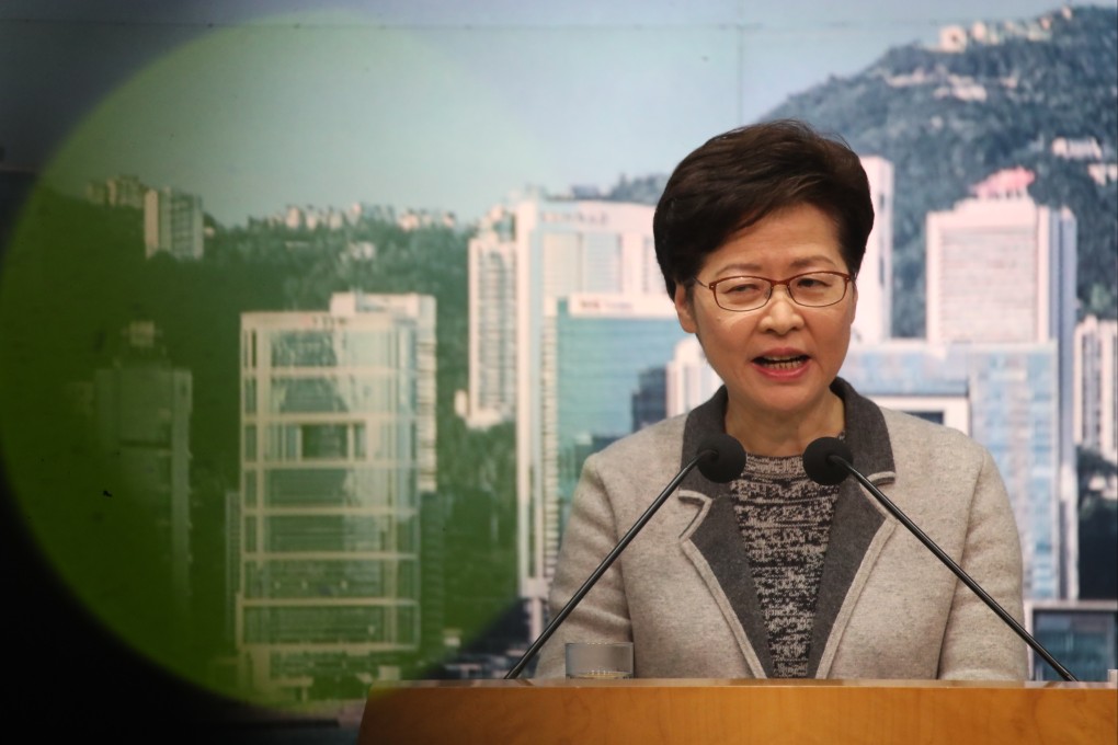 Chief Executive Carrie Lam meets the media in Tamar on January 6, 2022. Photo: Edmond So