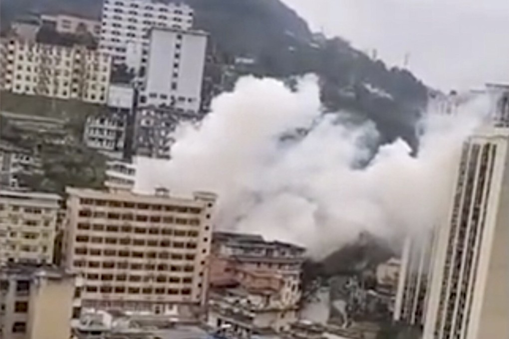 More than 20 people are believed to be trapped in the rubble of a canteen after a gas blast in the southwestern Chinese city of Chongqing on Friday. Photo: Weibo