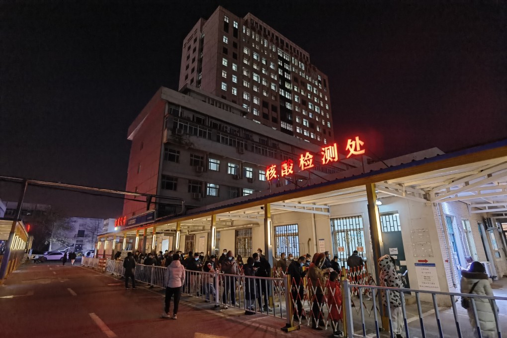 People queue for Covid-19 nucleic acid tests in Tianjin. Photo: VCG via Getty Images