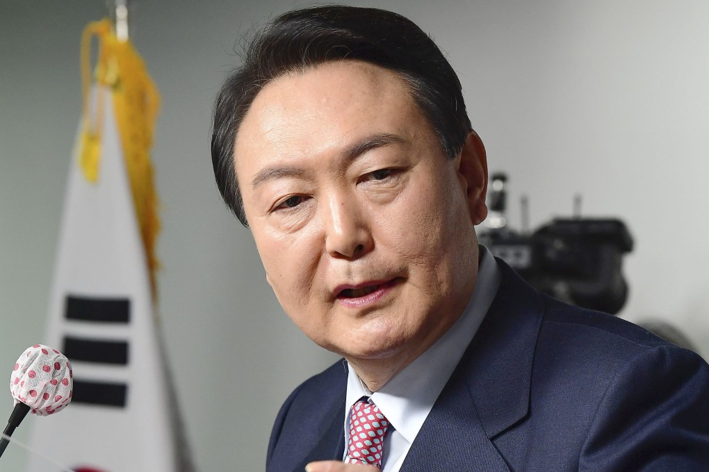 Presidential hopeful Yoon Suk-yeol, the candidate for South Korea’s People Power Party, made what some saw as a veiled reference to the #myulgong hashtag. Photo: Kyodo