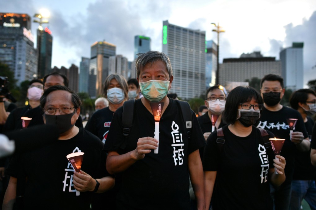 (Left to right) Albert Ho, Lee Cheuk-yan and Chow Hang-tung were all senior figures in the Hong Kong Alliance in Support of Patriotic Democratic Movements of China. Photo: AFP
