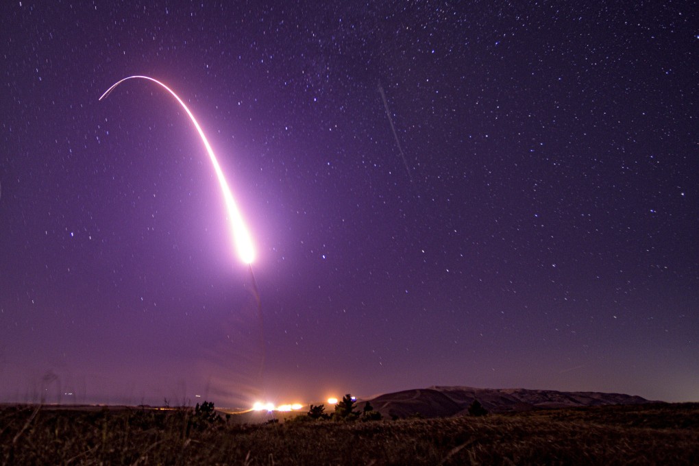 The US Air Force conducts an unarmed Minuteman 3 intercontinental ballistic missile test launch at Vandenberg Air Force Base, in California on October 2, 2019. America’s arsenal of more than 400 Minuteman-III silo-deployed intercontinental missiles is a dramatic demonstration of US power. Photo: AP