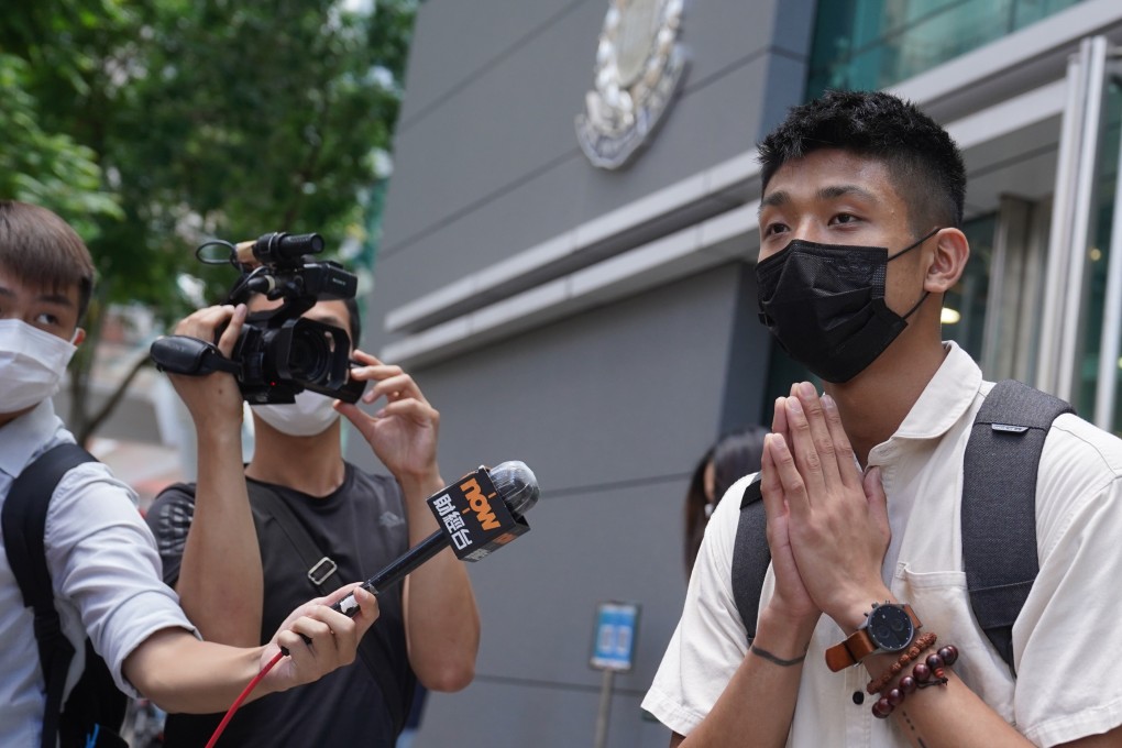 Owen Chow was arrested when he reported back to North Point Police Station on Wednesday evening. Photo: Sam Tsang