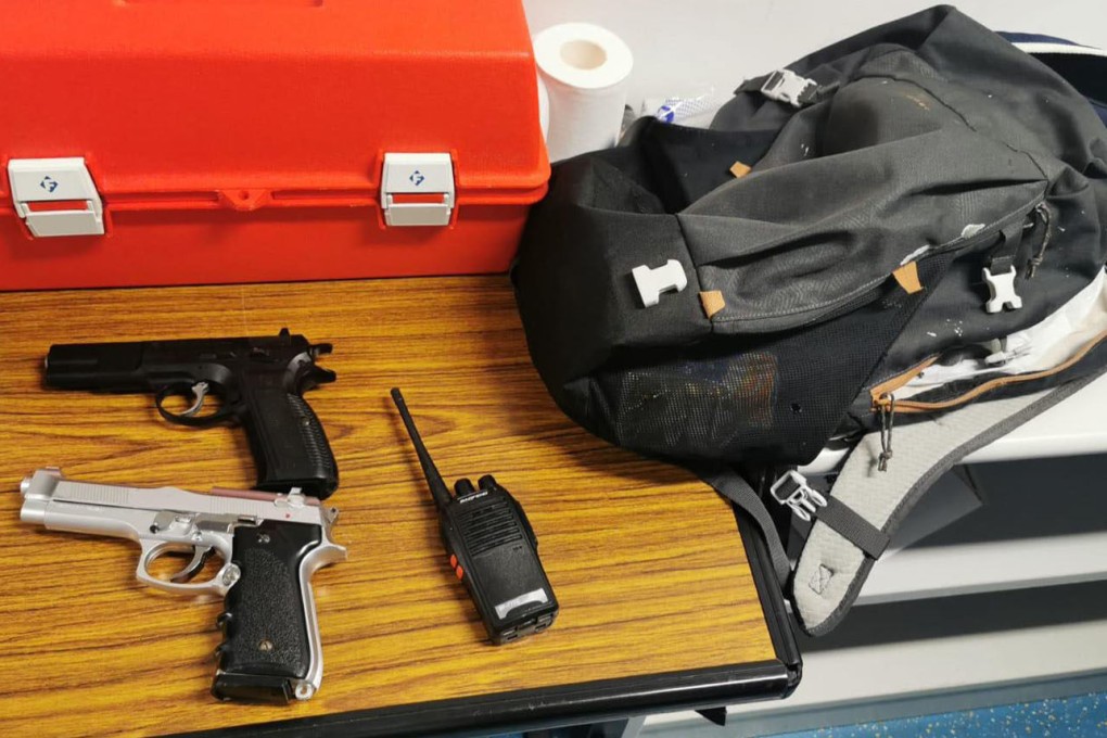 Police display the items seized from the suspect. Photo: Handout