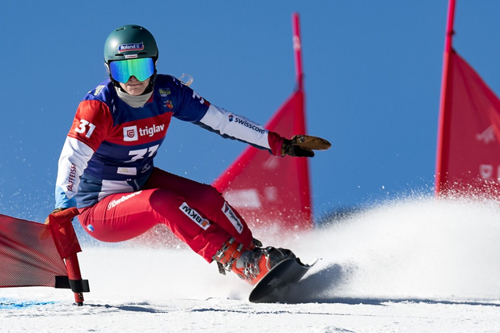 Patrizia Kummer of Switzerland during the Women’s Parallel Slalom qualification at the FIS Snowboard Alpine World Championships on March 2, 2021, in Rogla, Slovenia. Photo: Jurij Kodrun/Getty Images/TNS
