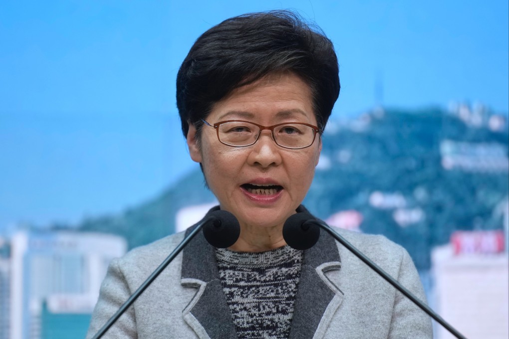 Hong Kong Chief Executive Carrie Lam speaks at a press conference. Photo: AP