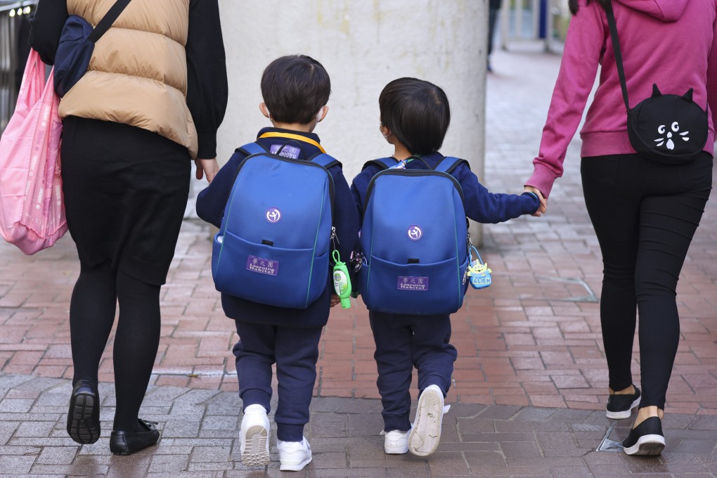 Kindergarten students in Hong Kong’s Quarry Bay district on January 11. Kindergarten and primary school students have been taken out of in-person classes again, posing further risk to their academic achievement, social development and mental and emotional health. Photo: Nora Tam