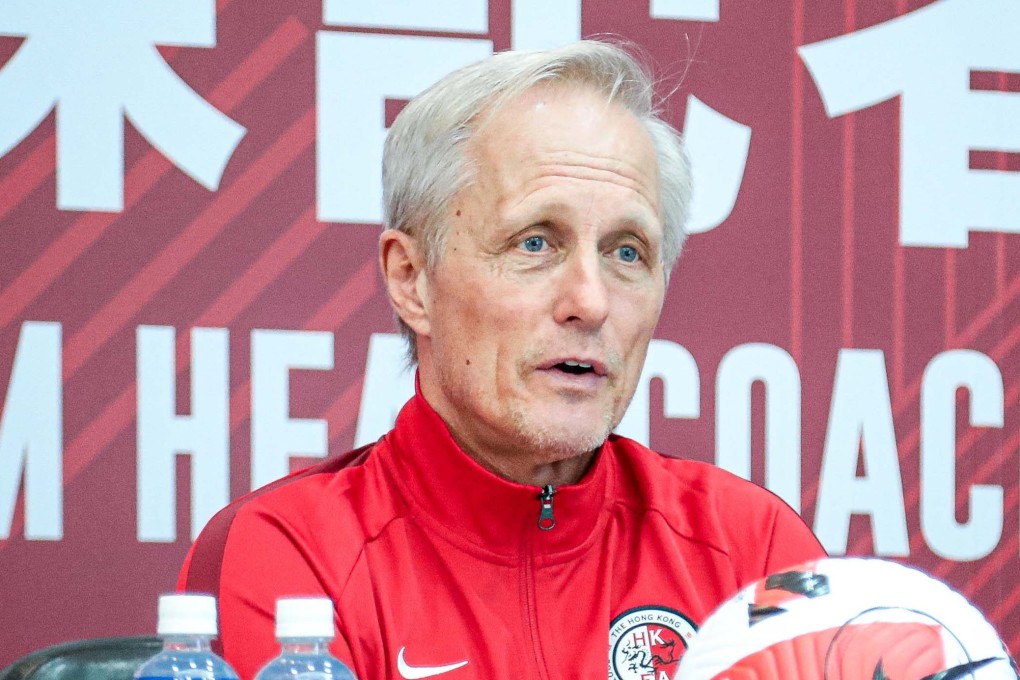 Hong Kong men’s head coach Jorn Andersen at his first virtual press conference event in Kowloon. Photo: Hong Kong Football Association