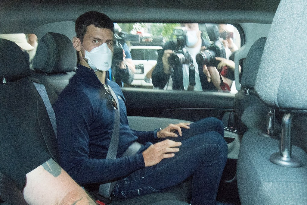 Serbian tennis player Novak Djokovic departs from the Park Hotel government detention facility before attending a court hearing in Melbourne, Australia. Photo: EPA