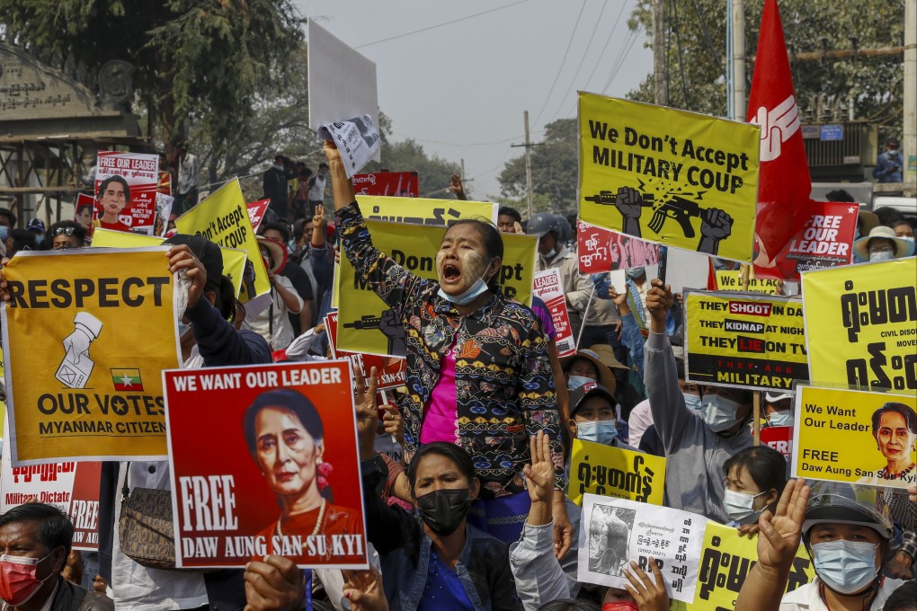 People protest against the military coup in Mandalay, Myanmar. File photo: AP