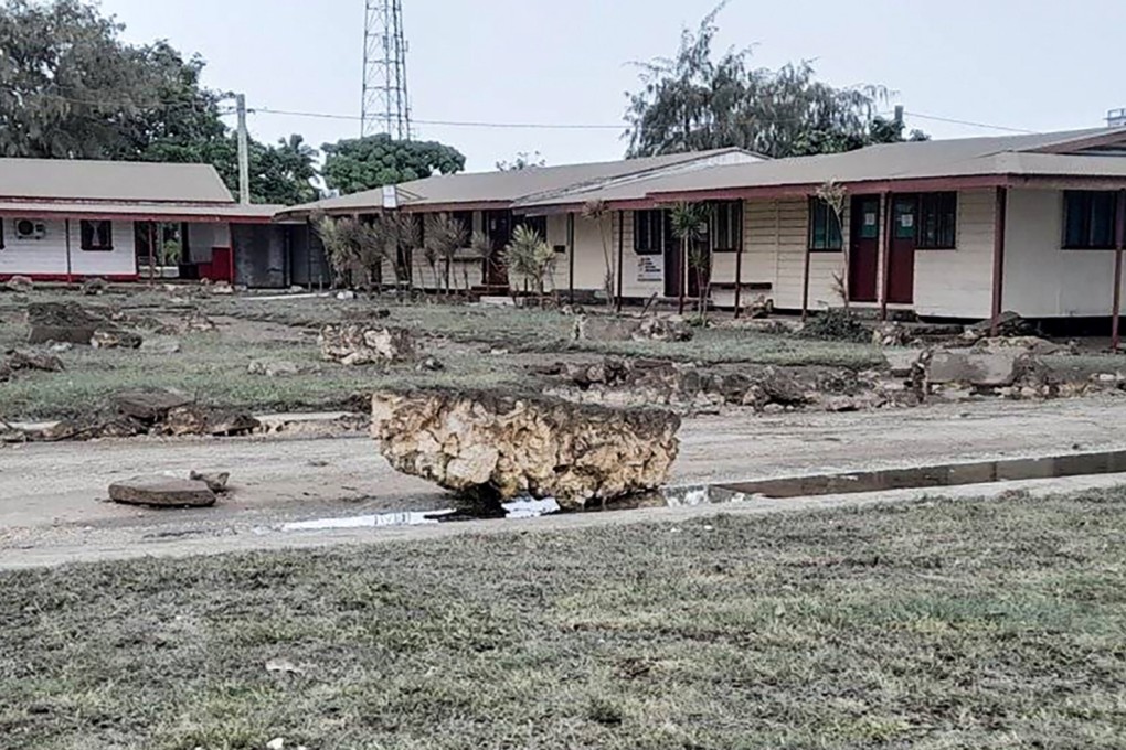 Damage in the village of Pangai on Ha’Apai island. Photo: Haloti Ulufnoa/Facebook