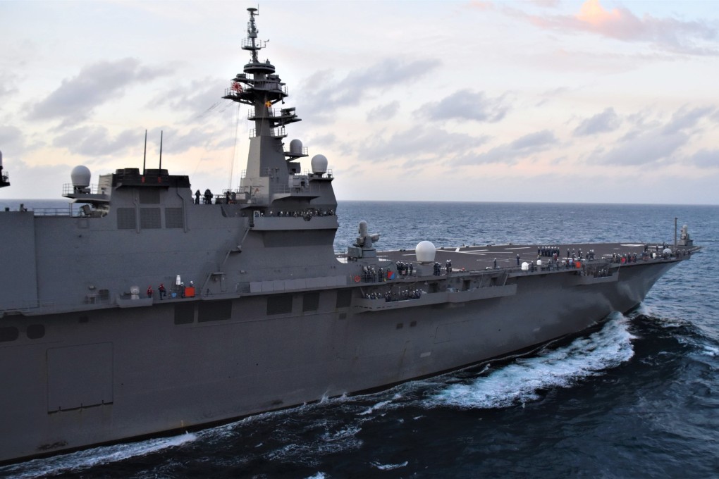 Japan’s Izumo-class aircraft carrier seen in the Indian Ocean on October 18, 2021. The multipurpose destroyer was developed as part of Japan’s ongoing military expansion. Photo: Captain Daniel Glazier