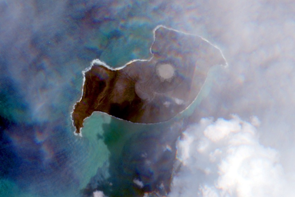 A general view of the Hunga Tonga and Hunga Ha’apai islands. Image taken on January 2, 2022. Photo: @DEFIS_EU via Reuters