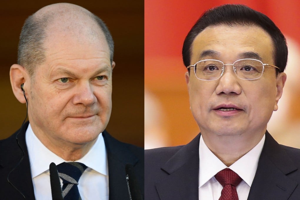 Chinese Premier Li Keqiang and German Chancellor Olaf Scholz spoke over the phone on Monday. Photo: AFP, Xinhua