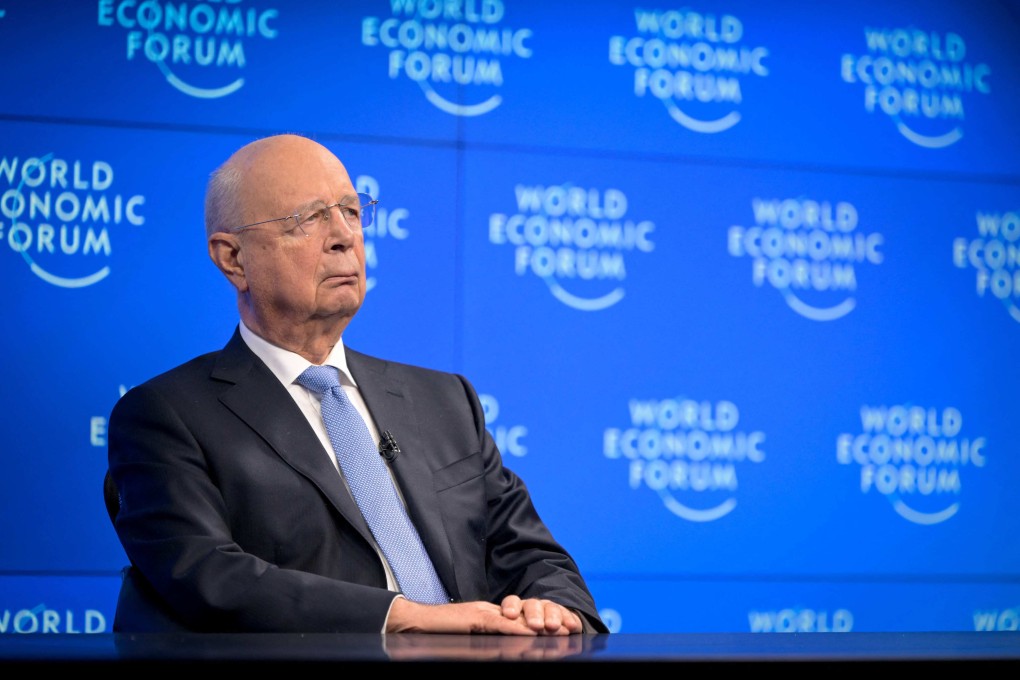 Founder of the World Economic Forum Klaus Schwab at the opening of the Davos Agenda virtual sessions in Cologny near Geneva on Monday. Photo: AFP