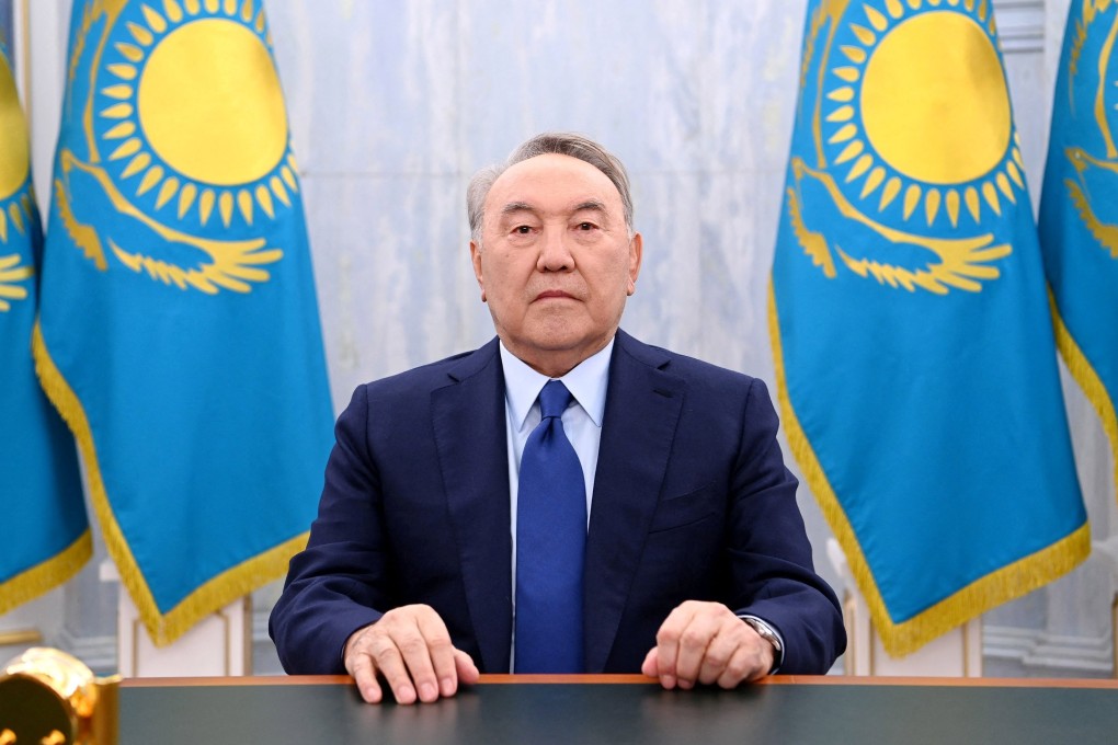 Kazakhstan’s former president Nursultan Nazarbayev gives a televised address to the nation following protests triggered by fuel price increase, in an image released on Tuesday. Photo: Official website of the First President of the Republic of Kazakhstan via Reuters