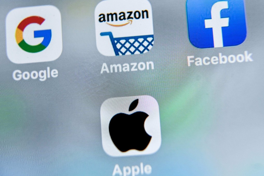 The apps for US multinational technology giants Google, Amazon, Facebook and Apple seen on August 27, 2019. Platform operators Apple and Google are under pressure from lawmakers over the control they exert over their ecosystems, which the tech firms argue allows them to better protect users. Photo: AFP