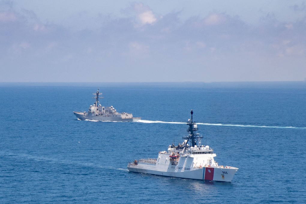US Navy and coastguard ships conduct Taiwan Strait transits. Photo: Handout via Reuters