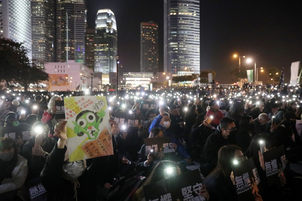 Teachers join a protest in Hong Kong’s Edinburgh Place in January 2020. Photo: K. Y. Cheng