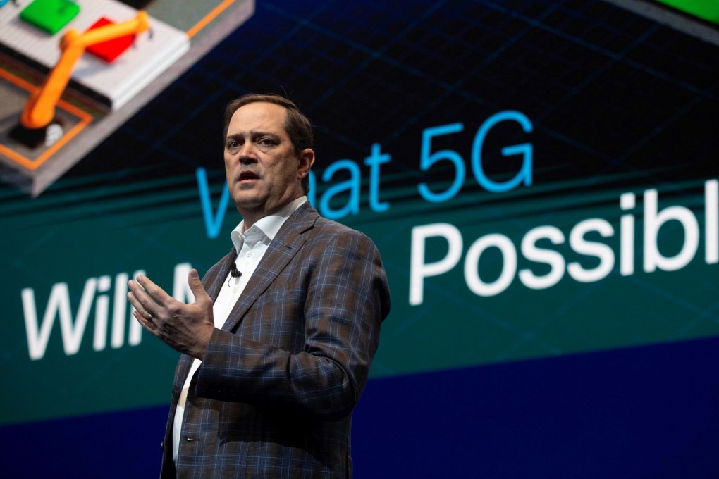 Cisco Systems CEO Chuck Robbins delivers a speech during Mobile World Congress in Barcelona, Spain, on February 27, 2019. Photo: EPA-EFE