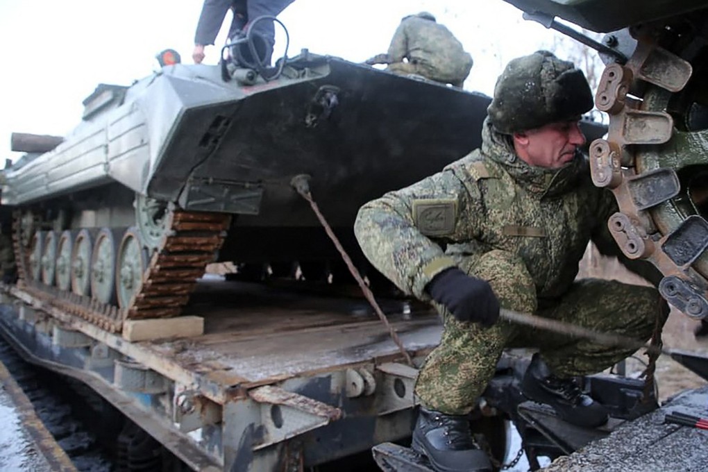 RRussia has also moved troops to Belarus for what it calls joint military exercises, giving it the option of attacking neighbouring Ukraine from the north, east and south. Photo: Belarus Ministry of Defence via AFP