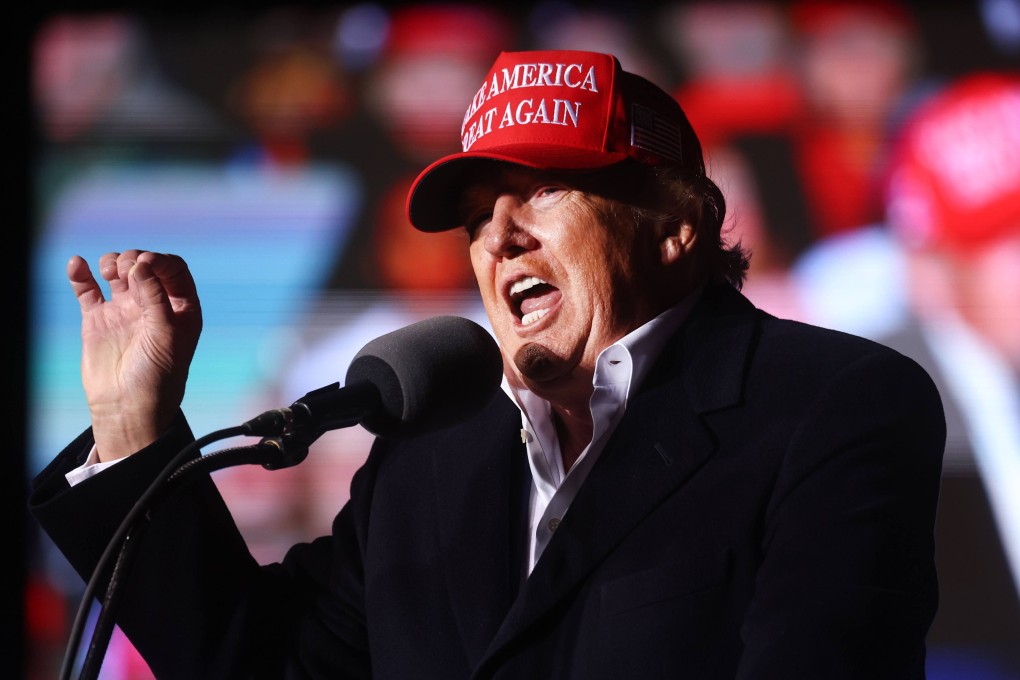 Former US president Donald Trump speaks at a rally at the Canyon Moon Ranch festival grounds in Arizona on Saturday. Photo: AFP