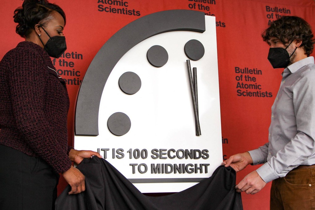 The Doomsday Clock is unveiled in Washington on Thursday. Photo: The Hastings Group via AFP