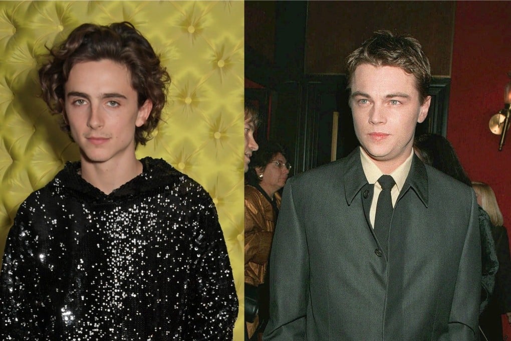 Timothée Chalamet (above, left) is the first young actor to be as present as Titanic star Leonardo DiCaprio (above, right) was in the late ‘90s. Photo: Getty Images