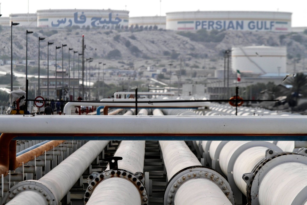 Export oil pipelines at a facility on Iran’s Khark Island. Photo: AFP