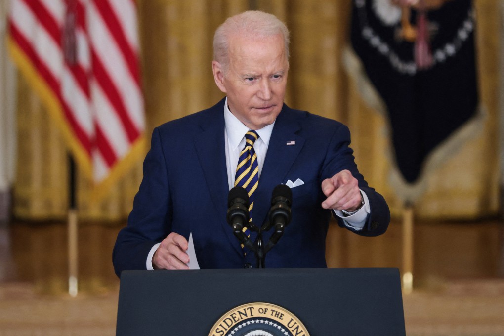 US President Joe Biden speaks during a press conference in the East Room of the White House on Wednesday. Photo: Abaca Press/TNS