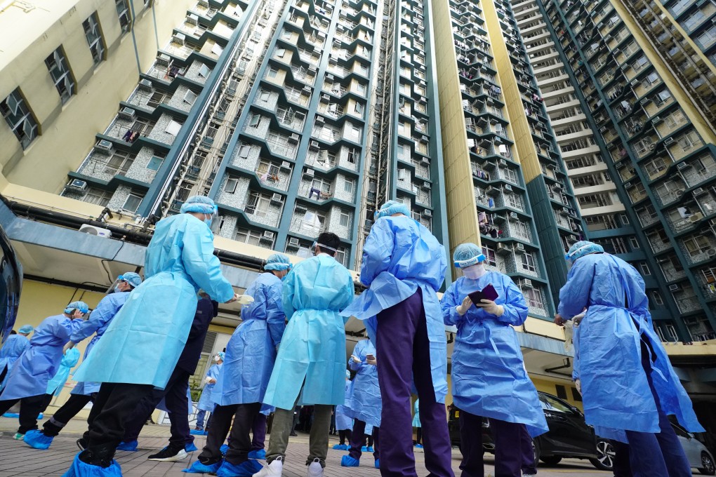 With scores of infections recorded at Kwai Chung Estate, the city’s fifth wave is picking up steam, a pandemic adviser says. Photo: Felix Wong