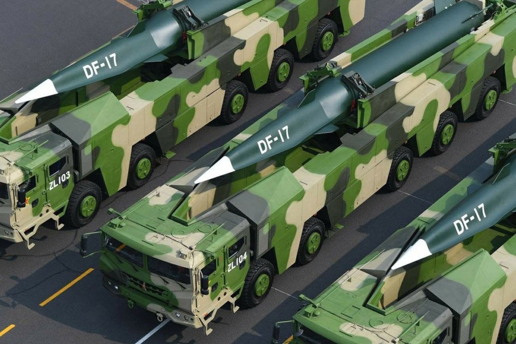 China’s DF-17 medium-range ballistic missile, which is equipped with a hypersonic glide vehicle, was revealed during a military parade in 2019. Photo: Weibo