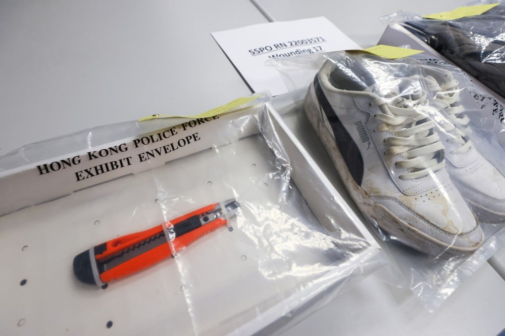 Police seized a box cutter and clothes from the suspect’s subdivided flat. Photo: Dickson Lee