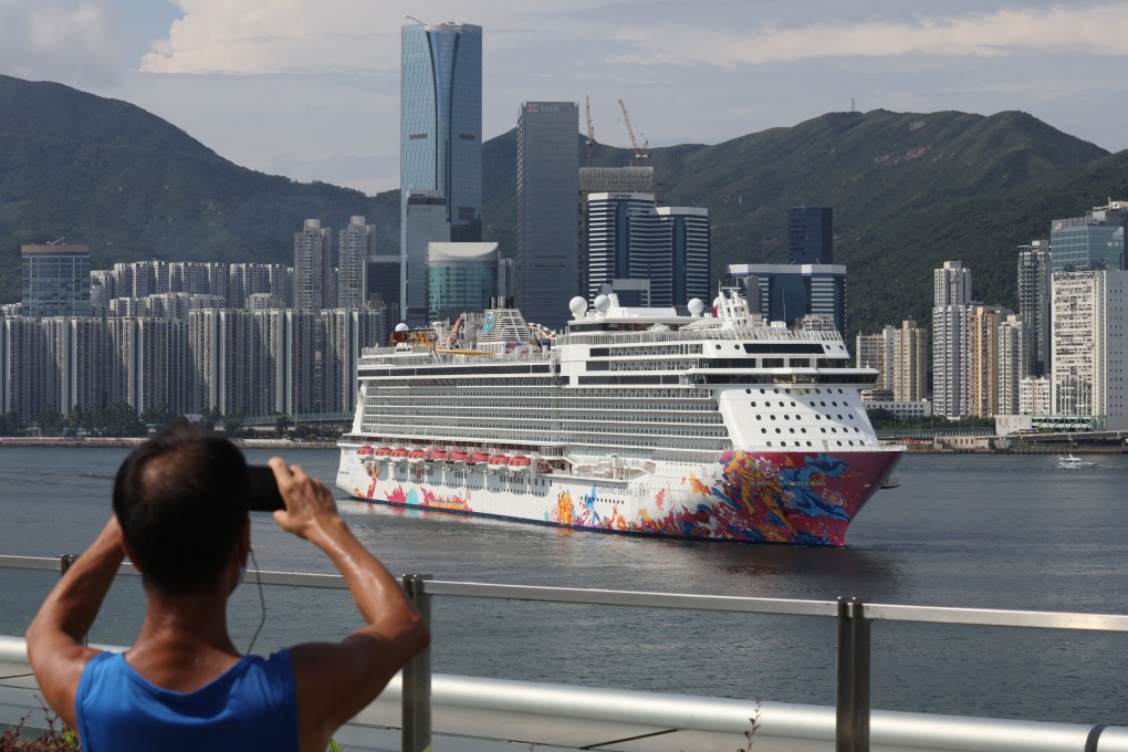 The Genting Dream, the flagship of the Genting Hong Kong cruise company, returns to the Kai Tak Cruise Terminal in Hong Kong on August 1, 2021. Photo: Nora Tam