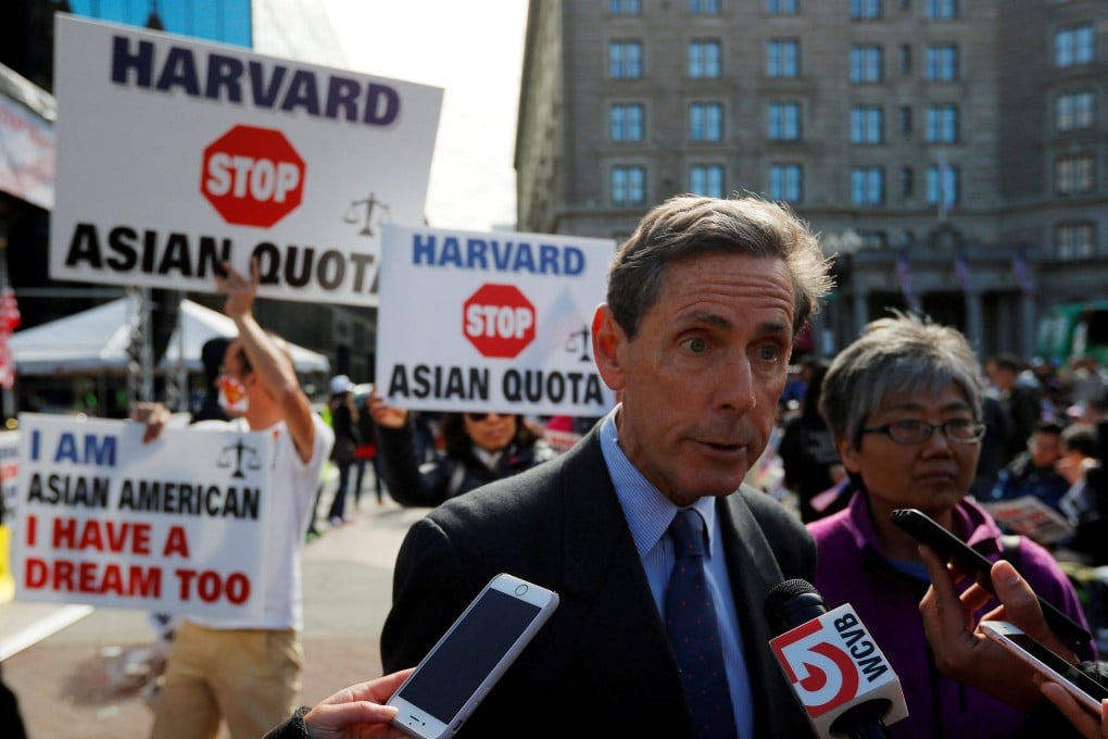 Edward Blum, founder of Students for Fair Admissions, speaks to reporters at a rally in Boston, Massachusetts, in October 2018. Photo: Reuters