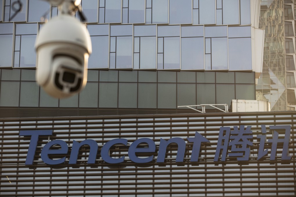 A surveillance camera outside Tencent headquarters in Shenzhen, March 20, 2021. Photo: Bloomberg
