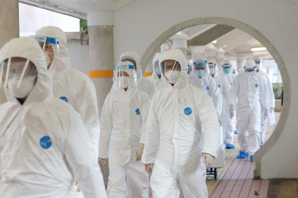 Workers at Kwai Chung Estate. Photo: Jelly Tse