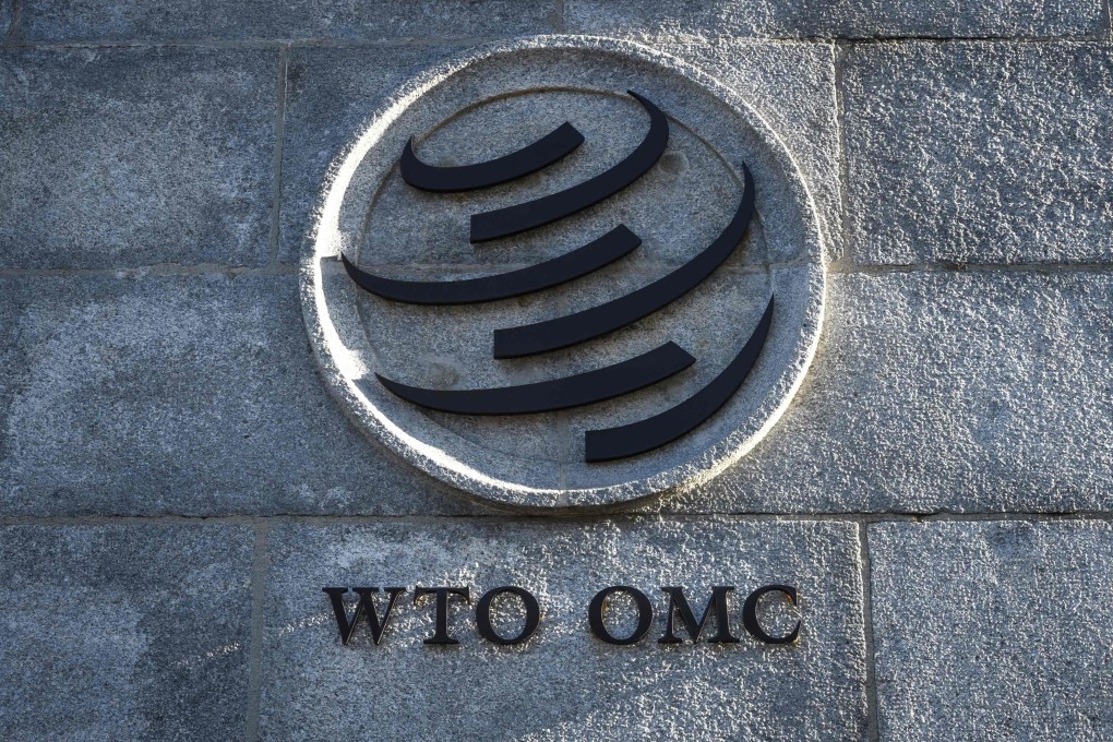 The World Trade Organization logo is seen at itsheadquarters in Geneva. Photo: AFP