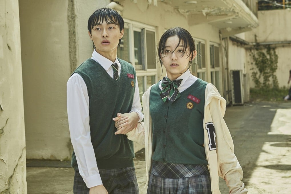 Yoon Chan-young (left) and Park Ji-hoo in a scene from All of Us Are Dead. Photo: Netflix