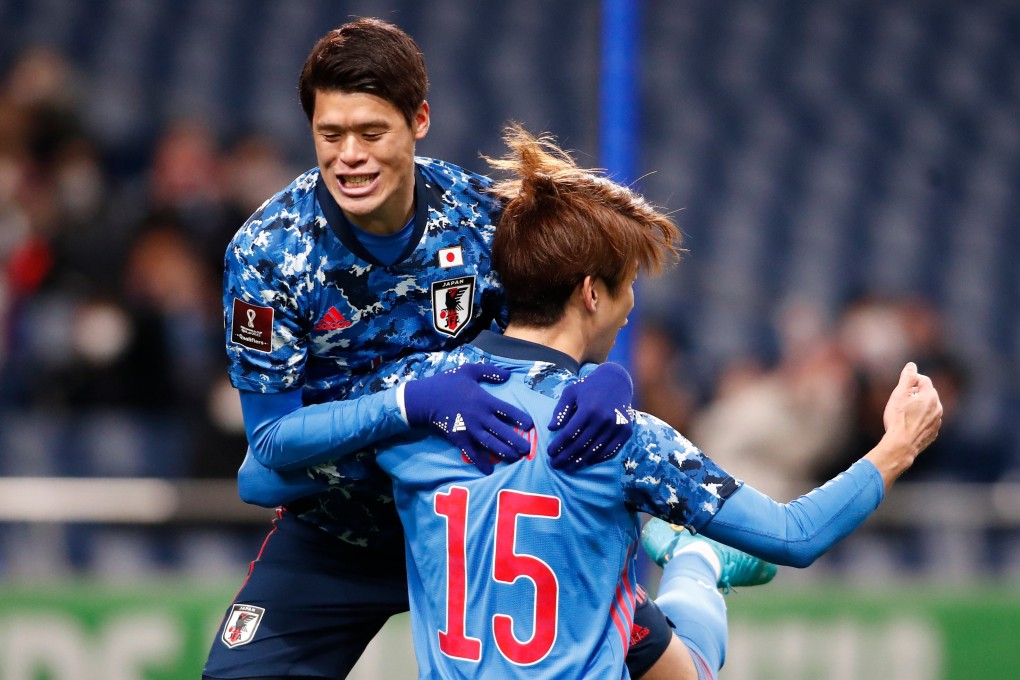 Japan’s Yuya Osako celebrates scoring his side’s first goal against China. Photo: dpa
