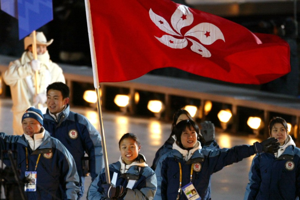 Cordia Tsoi carries the Hong Kong flag during the opening ceremony for the  Winter Olympics in Salt Lake City in 2002. Photo: Reuters