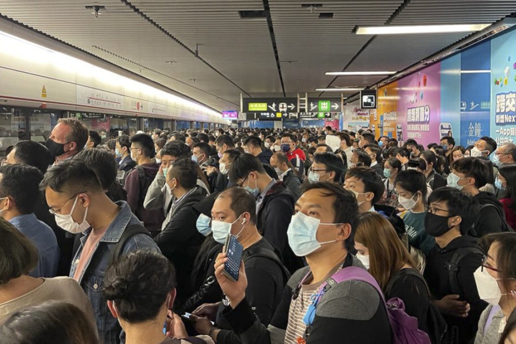 People wait for the train at Admiralty MTR station. Photo: Handout
