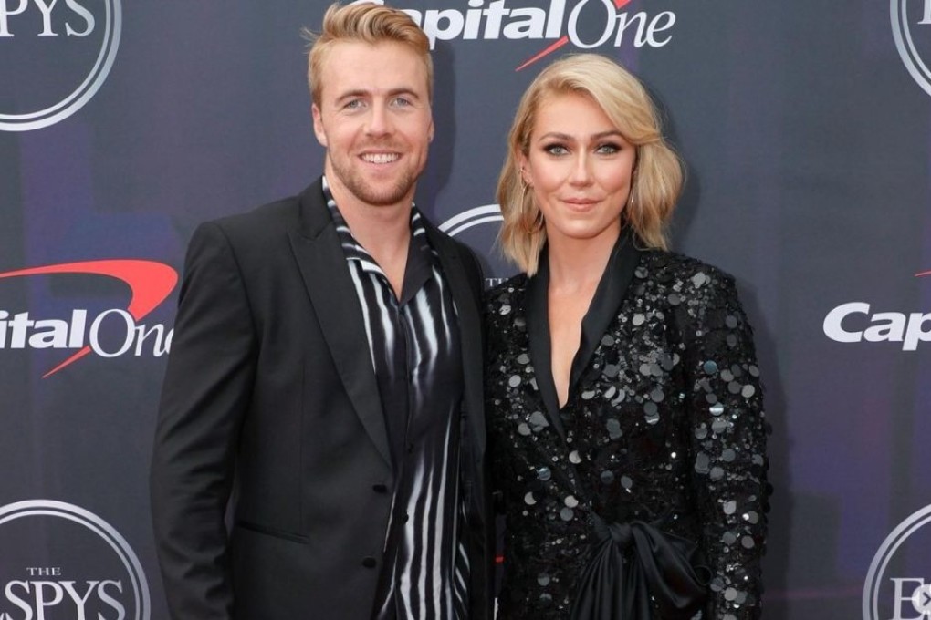 Mikaela Shiffrin (left) and boyfriend Aleksander Aamodt Kilde pose for the camera before the start of the 2021 ESPYs. Photo: @mikaelashiffrin/Instagram