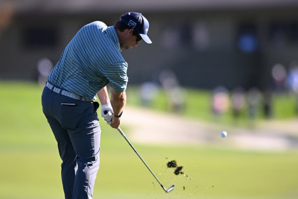 Adam Schenk plays a shot towards the 18th green during the second round of the Farmers Insurance Open. Photo: USA TODAY Sports