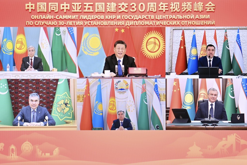 China keeps its trade focus on its neighbours as President Xi Jinping chairs a virtual summit commemorating the 30th anniversary of diplomatic relations with five Central Asian countries on January 25. Photo: Xinhua
