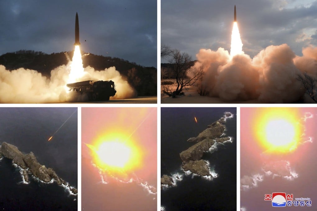 A combination photo of images provided by the North Korean government shows missile tests carried out in January. Photo: Korean Central News Agency/Korea News Service via AP