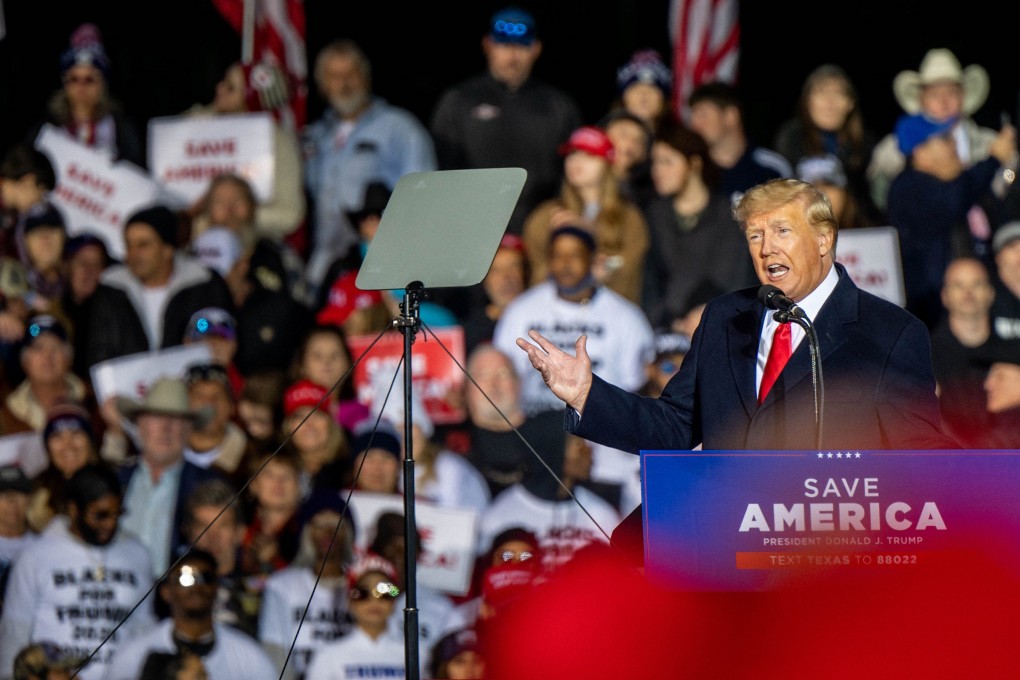 Former President Donald Trump speaks during a rally in Texas on Saturday. Photo: AFP